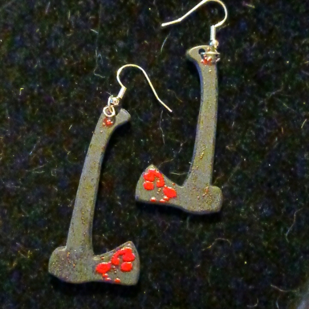 Bloody Ax Hatchet Earrings